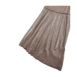 OML Mini Dress Womens Small Pink Metallic Pleated Halter Cocktail Party Sexy thumbnail 6