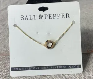 Salt and Pepper 14K Gold Dipped Leopard Print Necklace thumbnail 1
