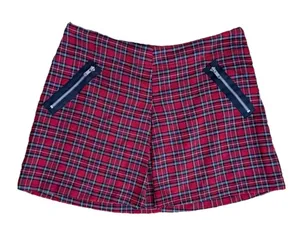 Lip‎ Service Size Large Hot Topic Red Tartan Plaid Skirt Y2K Goth Zippers Pleat thumbnail 1
