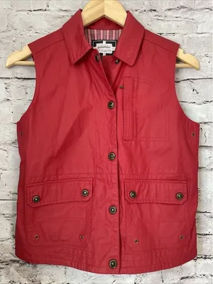 Ralph Lauren Naval Supply‎ Company Red Cotton Vest Snap Womens XS P thumbnail 1
