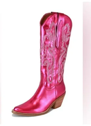 Adela Metallic Boots Pink Size 7.5 thumbnail 1