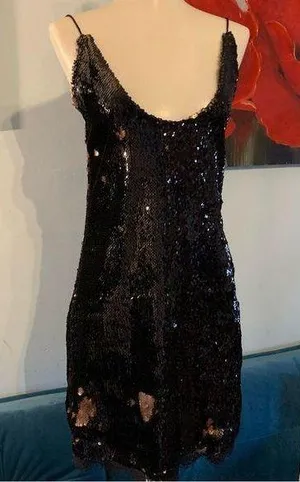 intimately free people S Small Little Black sequin Dress thumbnail 1