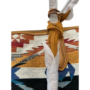 Fossil Sydney Canvas Tote Purse Aztec Southwestern Boho Geometric Zip Top NWT thumbnail 8