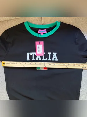 NWT Edikted Italia Graphic Long Sleeve Crop Top Black Medium thumbnail 3