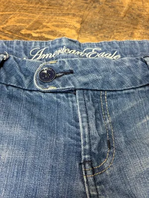 Vintage Y2K American Eagle Low Rise Bermuda Denim Jean Shorts Womens 14 Distress thumbnail 7