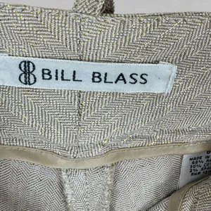 Bill Blass Vintage Womens Beige Gold Metallic Herringbone Wide Leg Dress Pants 6 thumbnail 6