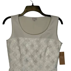 Daniel Cremieux Floral Lace Sleeveless Pleated Cocktail‎ Dress 2 Women Cream NWT thumbnail 2