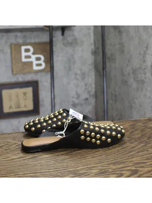 NWT A New Day Womens Channing Studded Slip On Mule Flats Jet Black / Gold 6.5M thumbnail 7