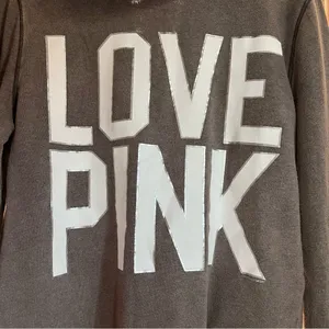 Y2K Pink Victoria’s Secret Grey Zip Up Love Pink Hopded Sweatshirt Size Medium thumbnail 10