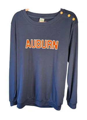 Southern Smocked Auburn Sweatshirt‎ L Bamboo Blend Button Shoulder thumbnail 1