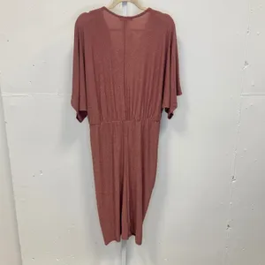 NWT Gibsonlook Rose Gold Metallic Knit V-Neck Dolman Sleeve Midi Dress‎ Stretch thumbnail 2
