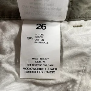 Off White Shorts Womens 26 Green Flower Embroidery Cargo Streetwear Military thumbnail 6