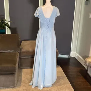 Women’s Blue Chiffon Full Length Bridesmaid Prom Party Dress Size 6 NWOT thumbnail 5