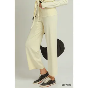 Umgee Cotton Viscose Folded Waistband Straight Leg Pants - Large thumbnail 2