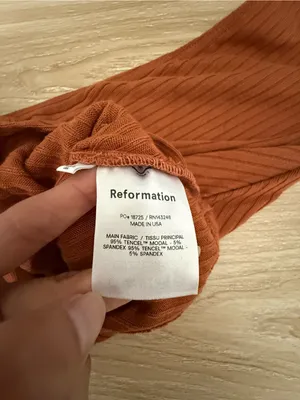 Reformation Large NEW Minnie Top Cider Cinnamon Rib Fitted Surplice Fall Autumn thumbnail 4