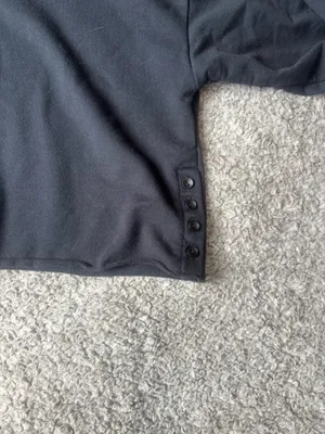 Gymshark Power Down Cropped Hoodie Black Snap Button Sides Boxy Pullover Small thumbnail 3