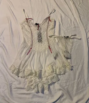 Dolls Kill Widow Teddy and Thong Lingerie Set thumbnail 1