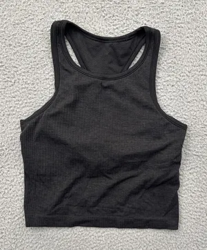 Lululemon Ebb To Street Racerback Crop Tank Black Athletic Athleisure Women's 6 thumbnail 1