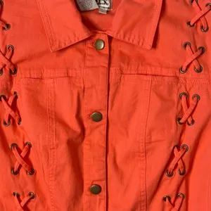 Lace Up Grommet Jacket Womens L Orange‎ Festival Y2K Biker Western Statement thumbnail 11