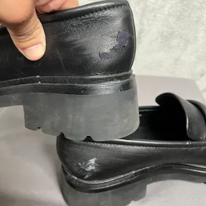 Vince Black Leather Robin Penny Loafer‎ Square Toe Chunky Women's 7.5 thumbnail 6