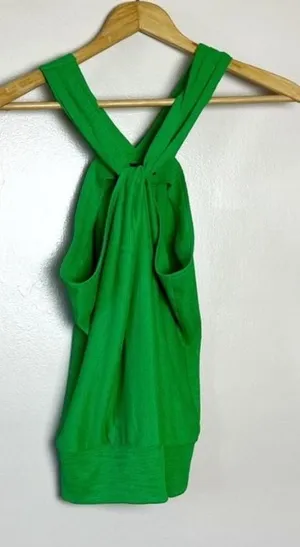 INC International Concepts SALE! Green Dressy Knotted Tank Size M Like New thumbnail 1