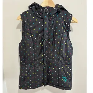 Burton Dryride‎ Puffer Vest Womens Medium Black Multicolor Square Print Hooded thumbnail 2