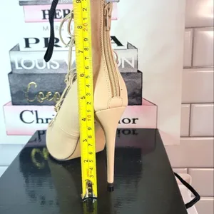 Liliana Lace-Up Heels Cream & Gold thumbnail 6