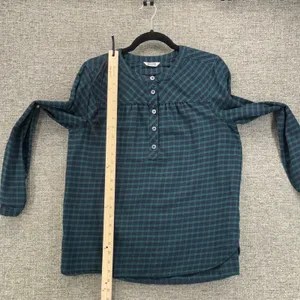 Duluth Trading Co Seawool‎ Plaid Henley Top Green Blue Long Sleeve 3237-97 thumbnail 13
