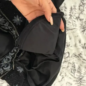 Vintage Cote d’Azur Black Beaded Top | Silk Floral Embroidery size small thumbnail 9