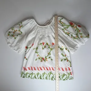 NWT Banjanan‎ Oana Puff Sleeve Top XS Watermelon Wat Artsy Silk Blend Cottage thumbnail 14
