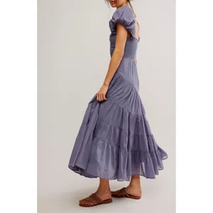 Free People Dainty Ethereal Sundrenched Short Sleeve Maxi Size XL Plum Dust thumbnail 7