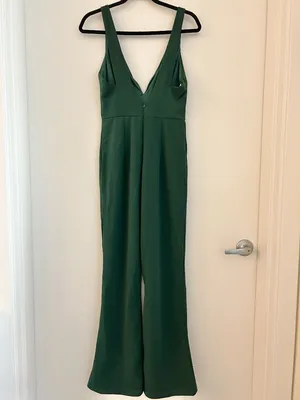 Lulus Instant Icon Dark Green V-Neck Sleeveless Jumpsuit Party Cocktail Size S thumbnail 8