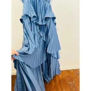 AMUR Dusk Blue Romantic Silhouette Cascading Tiers Strapless Janey Gown size 6 thumbnail 16