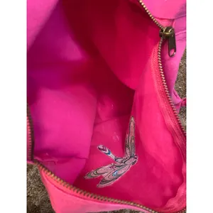 Y2K Comfort Colors Hot Pink Canvas Dragonfly Drawstring Backpack Bag Festival thumbnail 3