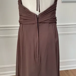 Wtoo Chocolate Brown Formal Gown Bridesmaid Dress Open Back Halter 6 thumbnail 7