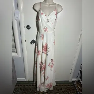 Lulu's White and Pink Floral Maxi Dress thumbnail 3