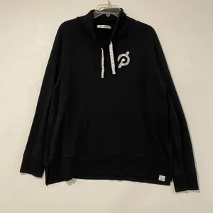 Peloton Black Funnel Neck Sweatshirt Pullover Logo Hoodie Size L thumbnail 2