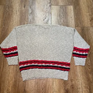 Vintage Rafaella Linen Cotton Knit Sweater Cream Red Striped Boat Neck sz Large thumbnail 4
