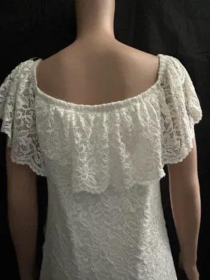Pink Blush Women’s Lace Overlay Off-Shoulder Midi Dress in Ivory LG NWT thumbnail 9