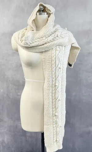 Lands End Cable Knit Detachable Hood Scarf Heritage Winter Resort Lodge Cottage thumbnail 1