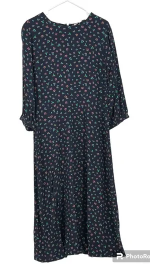 Loft Dress Floral Navy Slit Midi Size 10.‎ thumbnail 1