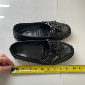 Women’s‎ solid black leather tassel slip on loafers mules boat shoes size 8 thumbnail 8