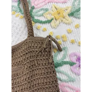The Sak Crochet‎ Tote Bag Brown Hobo Shoulder Bag thumbnail 7