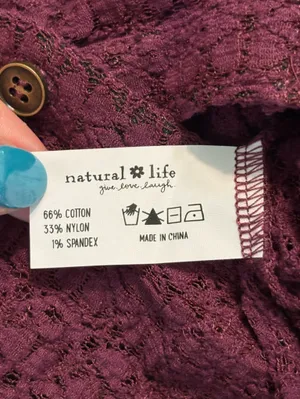 NATURAL LIFE Plum Lace Knit Button-Down Shirt size Large thumbnail 6