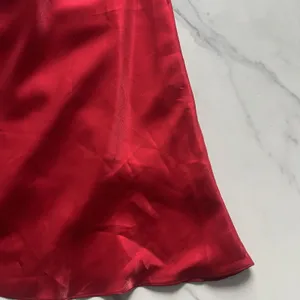 Vintage Cache Red Satin Maxi Skirt Size XS Bias Cut 90s CBK Minimalist Long Slip thumbnail 8