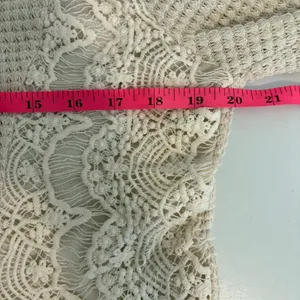 ANDTHEWHY Womens Cream Waffle Knit Lace Panel Long‎ Sleeve Top Small thumbnail 7