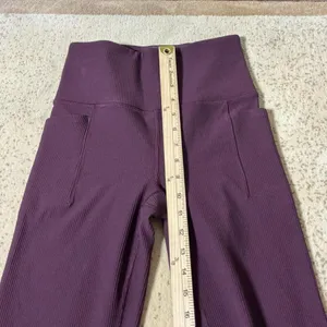 Athleta Salutation Stash Rib Flare Pants Purple High Rise Yoga‎ S/T 467898-00 thumbnail 4