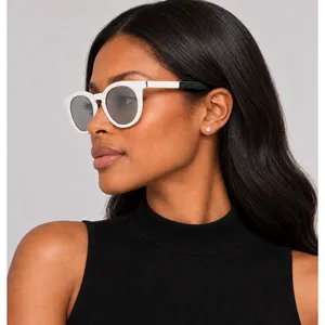 Moncler Odeonn ML0291 21C White Black Round Sunglasses Unisex thumbnail 2
