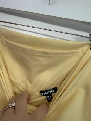 Playboy Pale Yellow High Rise V Waist Biker Shorts Women’s M thumbnail 4