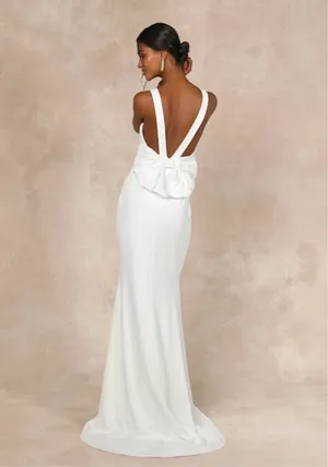 Lulus Dress White Maxi backless pearl bow thumbnail 2